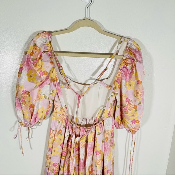 NEW For Love And Lemons Carrie Midi Dress Pink Floral Bohemian Cottagecore - Picture 12 of 12